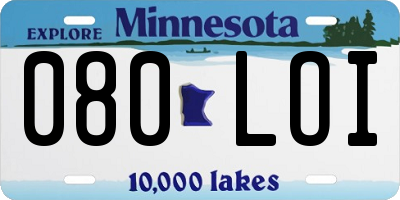 MN license plate 080LOI