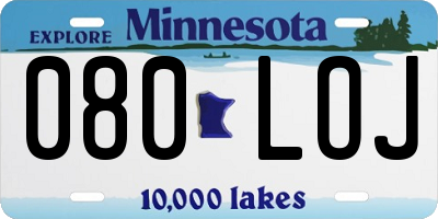 MN license plate 080LOJ