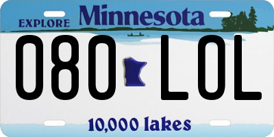 MN license plate 080LOL