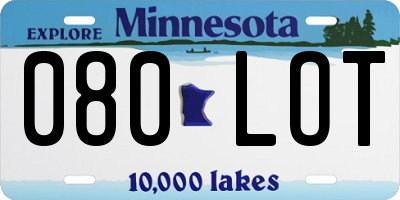 MN license plate 080LOT