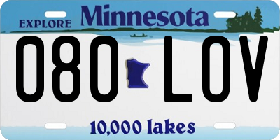 MN license plate 080LOV