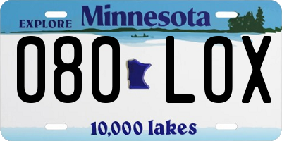 MN license plate 080LOX