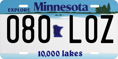 MN license plate 080LOZ