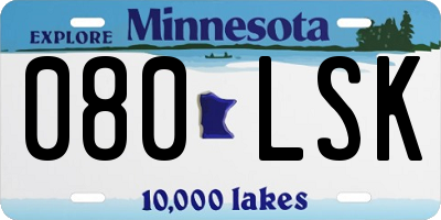 MN license plate 080LSK