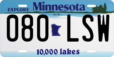 MN license plate 080LSW