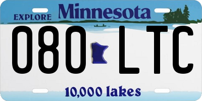 MN license plate 080LTC