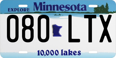 MN license plate 080LTX