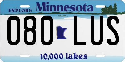 MN license plate 080LUS