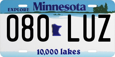MN license plate 080LUZ