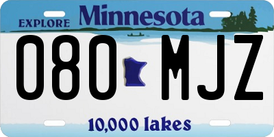 MN license plate 080MJZ
