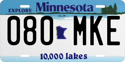 MN license plate 080MKE
