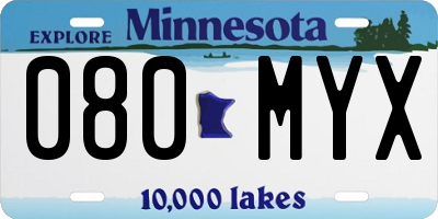 MN license plate 080MYX