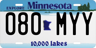 MN license plate 080MYY