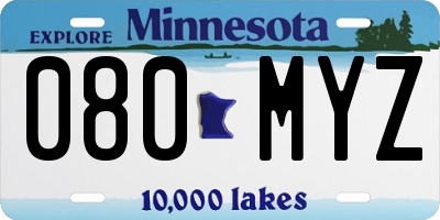 MN license plate 080MYZ