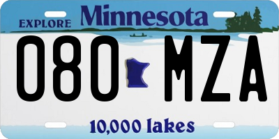MN license plate 080MZA