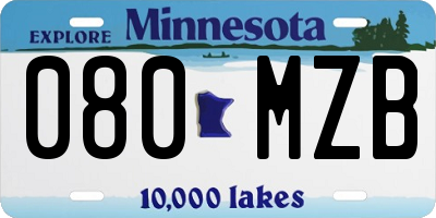MN license plate 080MZB