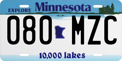 MN license plate 080MZC
