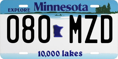 MN license plate 080MZD