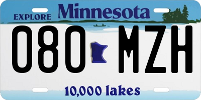 MN license plate 080MZH