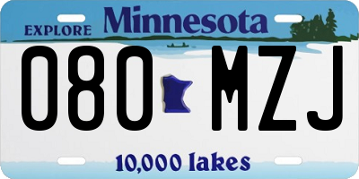 MN license plate 080MZJ