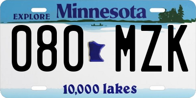 MN license plate 080MZK