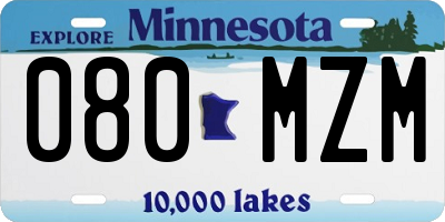 MN license plate 080MZM