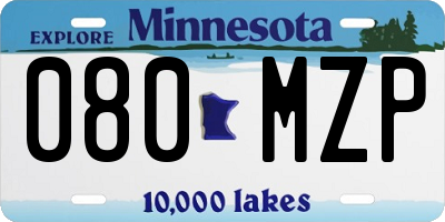 MN license plate 080MZP