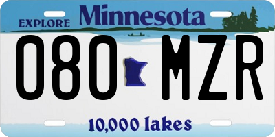 MN license plate 080MZR