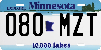 MN license plate 080MZT