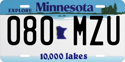 MN license plate 080MZU