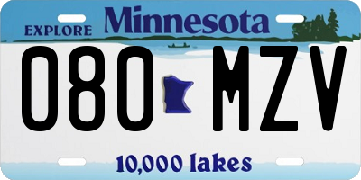 MN license plate 080MZV