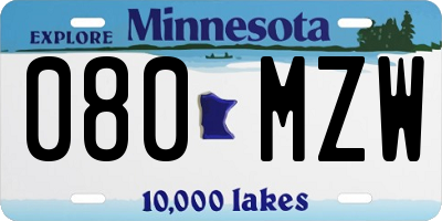 MN license plate 080MZW