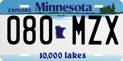 MN license plate 080MZX