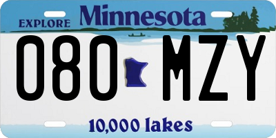 MN license plate 080MZY