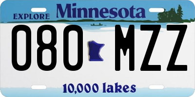 MN license plate 080MZZ