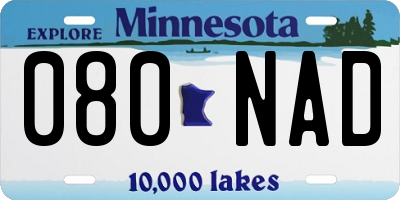 MN license plate 080NAD