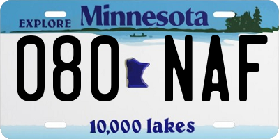 MN license plate 080NAF