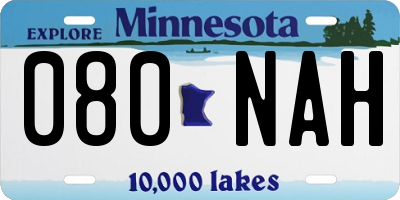 MN license plate 080NAH