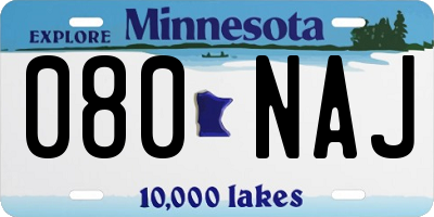 MN license plate 080NAJ