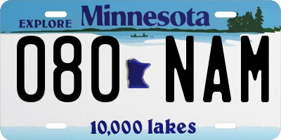MN license plate 080NAM