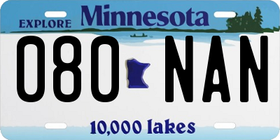 MN license plate 080NAN
