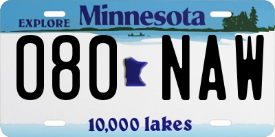 MN license plate 080NAW