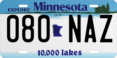 MN license plate 080NAZ