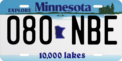 MN license plate 080NBE