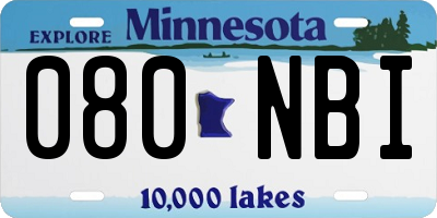 MN license plate 080NBI