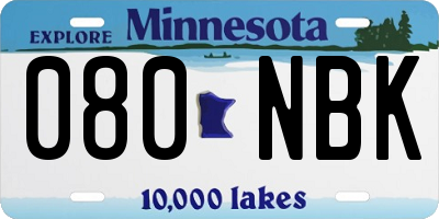 MN license plate 080NBK