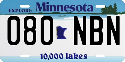 MN license plate 080NBN