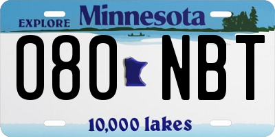 MN license plate 080NBT