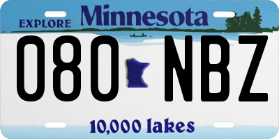 MN license plate 080NBZ