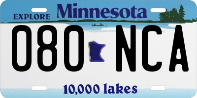 MN license plate 080NCA